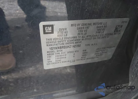 2017 Cadillac Xt5 Luxury z USA, uszkodzony, nr VIN 1GYKNBRS9HZ142780